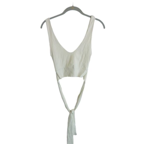 Zara White Crop Top Tying Waist Size S - Picture 2 of 4